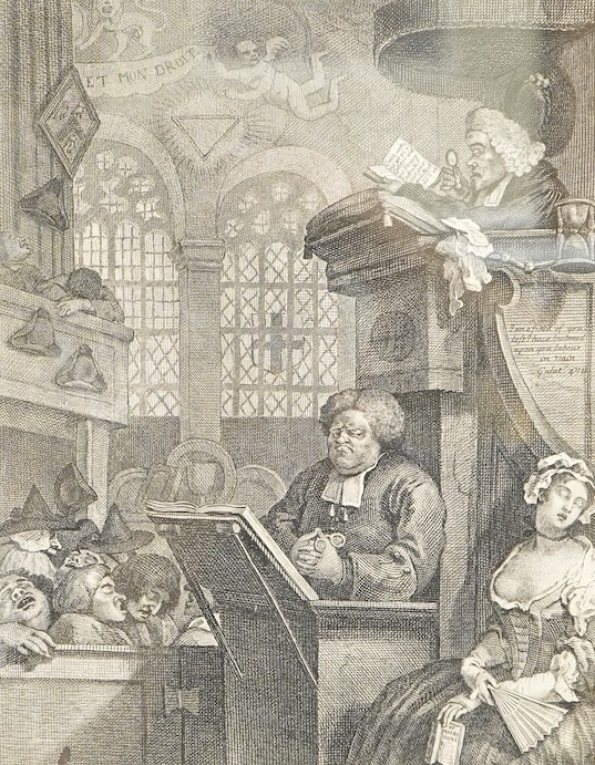 After William Hogarth (1697-1764), ‘The Sleeping Congregation’, published October 26 1736, retouched and improved April 21 1762, satirical etching, 27 x 21cm